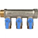 Коллектор распределительный 3/4" с запорными кранами и 3 отводами 1/2", ручки синие STOUT