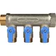 Коллектор распределительный 3/4" с запорными кранами и 3 отводами 1/2", ручки синие STOUT