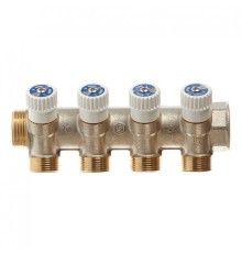 Коллектор распределительный Stout (SMB 6851 013404) 1 ВР(г) х 4 выхода 3/4 НР(ш) ЕК х 1 НР(ш) регулируeмый