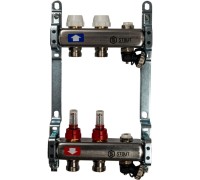 Коллекторная группа с запорными кранами из нержавеющей стали с расходомерами на 2 выхода STOUT