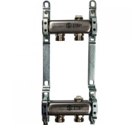 Коллекторная группа из нержавеющей стали для радиаторной разводки без расходомеров на 2 выхода STOUT