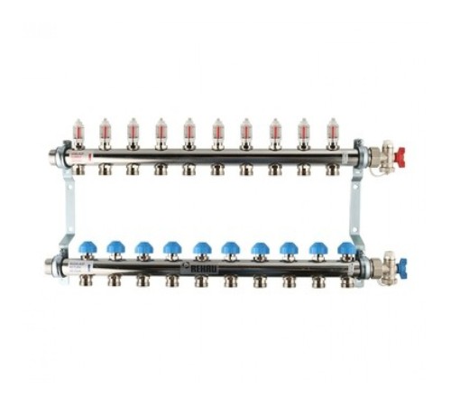 Коллекторная группа REHAU HKV-D на 10 выходов (РЕХАУ - 12081011002)1"x3/4"ЕК из нержавеющей стали с регулирующими и термостатическими вентилями и расходомерами Коллекторная группа REHAU HKV-D на 10 выходов (РЕХАУ - 12081011002)1"x3/4"ЕК из нержавеющей стали с регулирующими и термостатическими вентилями и расходомерами