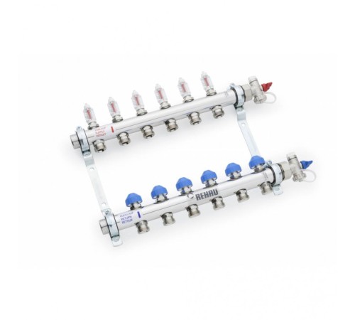 Коллекторная группа REHAU HKV-D на 10 выходов (РЕХАУ - 12081011002)1"x3/4"ЕК из нержавеющей стали с регулирующими и термостатическими вентилями и расходомерами Коллекторная группа REHAU HKV-D на 10 выходов (РЕХАУ - 12081011002)1"x3/4"ЕК из нержавеющей стали с регулирующими и термостатическими вентилями и расходомерами