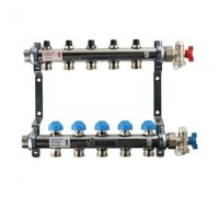Коллекторная группа REHAU HKV на 5 выходов (РЕХАУ - 12180511001)1"x3/4"ЕК из нержавеющей стали с регулирующими и термостатическими вентилям