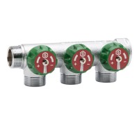 Коллектор регулирующий распределительный 3/4" с 3 отводами 1/2" STOUT