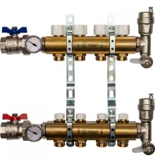 Коллекторная группа из латуни без расходомеров на 4 выхода STOUT