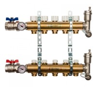 Коллекторная группа из латуни без расходомеров на 5 выходов STOUT