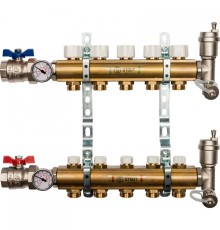 Коллекторная группа из латуни без расходомеров на 5 выходов STOUT