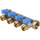 Коллектор распределительный 3/4" с запорными кранами и 4 отводами 1/2", ручки синие STOUT