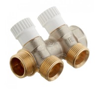 Коллектор распределительный Stout (SMB 6851 343402) 3/4 ВР(г) х 2 выхода 3/4(ЕК) х 3/4 НР(ш) регулирующий