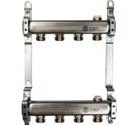 Коллекторная группа из нержавеющей стали для радиаторной разводки без расходомеров на 4 выхода STOUT