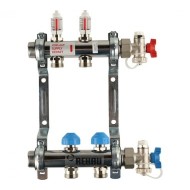 Коллекторная группа REHAU HKV-D на 2 выхода (РЕХАУ - 12080211002)1"x3/4"ЕК из нержавеющей стали с регулирующими и термостатическими вентилями и расходомерами