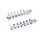 Коллекторная группа REHAU HKV-D на 11 выходов (РЕХАУ - 12081111002)1"x3/4"ЕК из нержавеющей стали с регулирующими и термостатическими вентилями и расходомерами