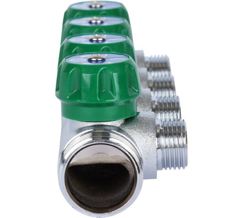 Коллектор регулирующий распределительный 1" с 4 отводами 1/2" STOUT