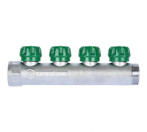 Коллектор регулирующий распределительный 1" с 4 отводами 1/2" STOUT