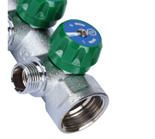 Коллектор регулирующий распределительный 1" с 4 отводами 1/2" STOUT