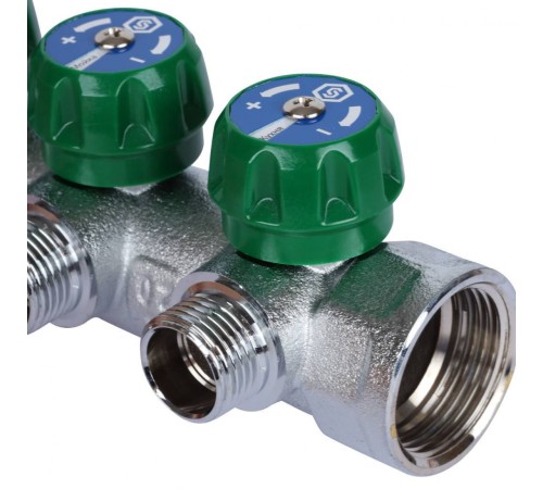 Коллектор регулирующий распределительный 1" с 4 отводами 1/2" STOUT