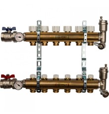 Коллекторная группа из латуни без расходомеров на 6 выходов STOUT