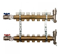 Коллекторная группа из латуни без расходомеров на 7 выходов STOUT