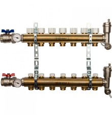 Коллекторная группа из латуни без расходомеров на 7 выходов STOUT
