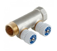 Коллектор Stout (SMB 6851 341202) 3/4 ВР(г) х 2 выхода 1/2 НР(ш) х 3/4 НР(ш) регулируeмый