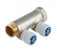 Коллектор Stout (SMB 6851 341202) 3/4 ВР(г) х 2 выхода 1/2 НР(ш) х 3/4 НР(ш) регулируeмый