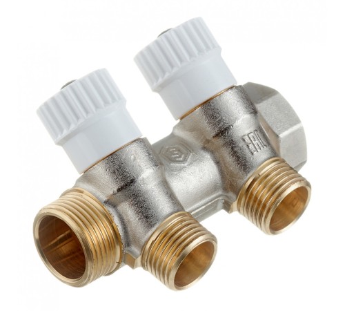 Коллектор Stout (SMB 6851 341202) 3/4 ВР(г) х 2 выхода 1/2 НР(ш) х 3/4 НР(ш) регулируeмый