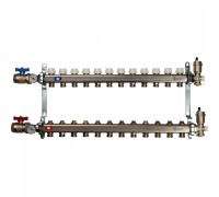 Коллекторная группа в сборе из нержавеющей стали без расходомеров на 12 выходов STOUT