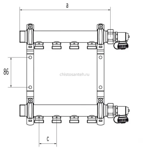 Коллекторная группа REHAU HLV на 12 выходов (РЕХАУ - 11102181001)1"x3/4"ЕК из нержавеющей стали