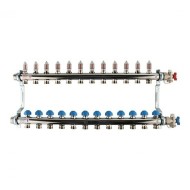 Коллекторная группа REHAU HKV-D на 12 выходов (РЕХАУ - 12081211002)1"x3/4"ЕК из нержавеющей стали с регулирующими и термостатическими вентилями и расходомерами