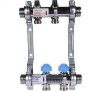 Коллекторная группа REHAU HKV на 2 выхода (РЕХАУ - 12180211001)1"x3/4"ЕК из нержавеющей стали с регулирующими и термостатическими вентилям