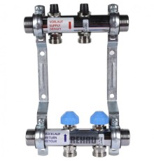 Коллекторная группа REHAU HKV на 2 выхода (РЕХАУ - 12180211001)1"x3/4"ЕК из нержавеющей стали с регулирующими и термостатическими вентилям