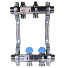 Коллекторная группа REHAU HKV на 2 выхода (РЕХАУ - 12180211001)1"x3/4"ЕК из нержавеющей стали с регулирующими и термостатическими вентилям