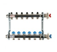 Коллекторная группа REHAU HKV на 6 выходов (РЕХАУ - 12180611001)1"x3/4"ЕК из нержавеющей стали с регулирующими и термостатическими вентилям
