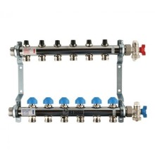 Коллекторная группа REHAU HKV на 6 выходов (РЕХАУ - 12180611001)1"x3/4"ЕК из нержавеющей стали с регулирующими и термостатическими вентилям