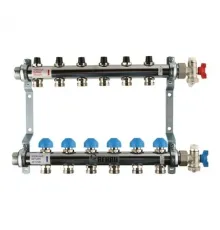 Коллекторная группа REHAU HKV на 6 выходов (РЕХАУ - 12180611001)1"x3/4"ЕК из нержавеющей стали с регулирующими и термостатическими вентилям