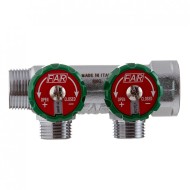 Коллектор FAR 3821 3412TP распределительный 3/4" (ВР-НР) с 2 отводами 1/2" НР, плоское уплотнение (ФАР)