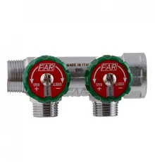 Коллектор FAR 3821 3412TP распределительный 3/4" (ВР-НР) с 2 отводами 1/2" НР, плоское уплотнение (ФАР)