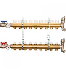 Коллекторная группа из латуни без расходомеров на 9 выходов STOUT