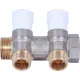 Коллектор распределительный 3/4" с 2 отводами 1/2", плоское уплотнение, никелированный STOUT