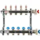 Коллекторная группа REHAU HKV-D на 4 выхода (РЕХАУ - 12080411002)1"x3/4"ЕК из нержавеющей стали с регулирующими и термостатическими вентилями и расходомерами