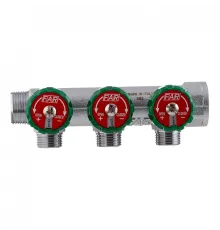 Коллектор FAR 3822 3412TP распределительный 3/4" (ВР-НР) с 3 отводами 1/2" НР, плоское уплотнение (ФАР)