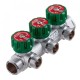 Коллектор FAR 3822 3412TP распределительный 3/4" (ВР-НР) с 3 отводами 1/2" НР, плоское уплотнение (ФАР)