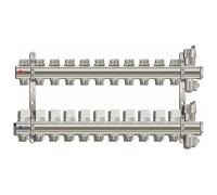 Коллектор TIM на 11 выхода для отопления, латунный корпус, без расходомера и кранов (KB011 TIM)