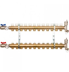 Коллекторная группа из латуни без расходомеров на 12 выходов STOUT