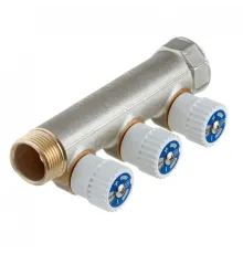 Коллектор Stout (SMB 6851 341203) 3/4 ВР(г) х 3 выхода 1/2 НР(ш) х 3/4 НР(ш) регулируeмый
