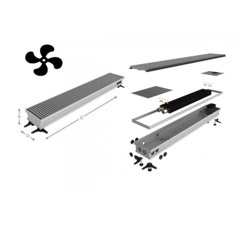 Конвектор внутрипольный Askon (с вентилятором) КВП-В 100/200/700 (решетка входит в комплект)