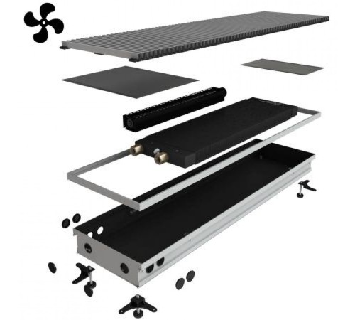 Конвектор внутрипольный Askon (с вентилятором) КВП-В 65/280/3900 (решетка входит в комплект)