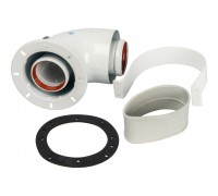 Элемент дымохода 60/100 адаптер для котла угловой 90° коаксиальный, совместимый с Bosch и Buderus Stout (SCA-6010-240190 Стоут)