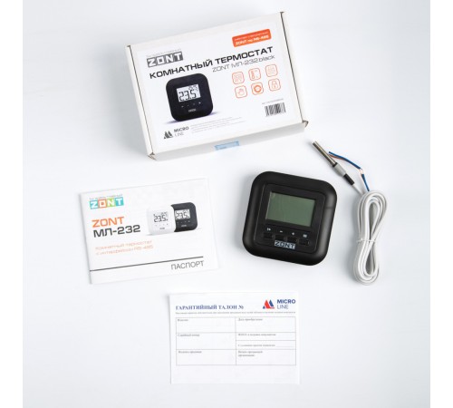 Комнатный термостат ZONT МЛ-232.black RS-485 (ML00006509 ЗОНТ) Комнатный термостат ZONT МЛ-232.black RS-485 (ML00006509 ЗОНТ)